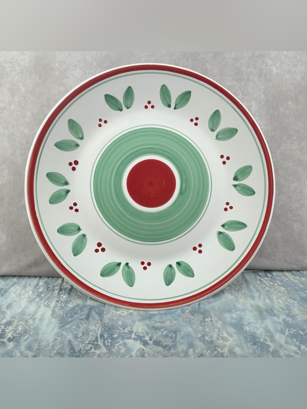 Caleca Red/green Garland LARGE 16” Round Serving Platter Italy